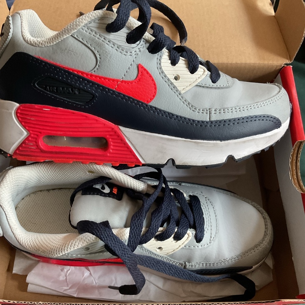 Nike Air Max 90 Gray and Red Sneakers